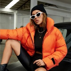 Orange Shein Puffer Coat
